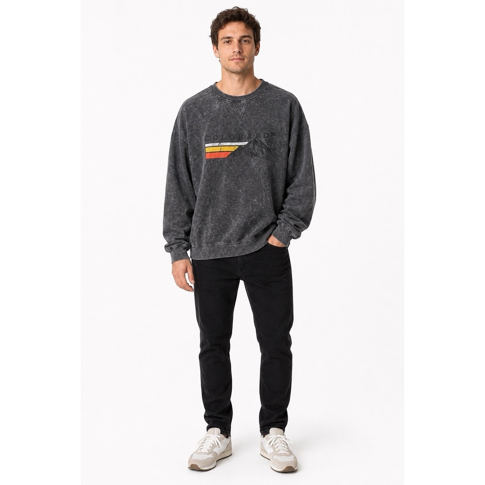 Salt Creek Colorado Mountain Sweatshirt Mens XL Acid Wash Oversized Retro Stripe